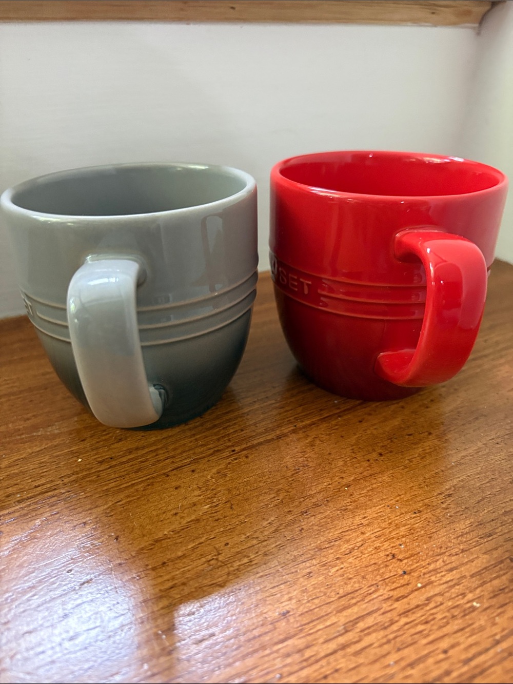Le Creuset 350ml Coffee Mugs Flint & Cerise - Set of 2 - Picture 4 of 8